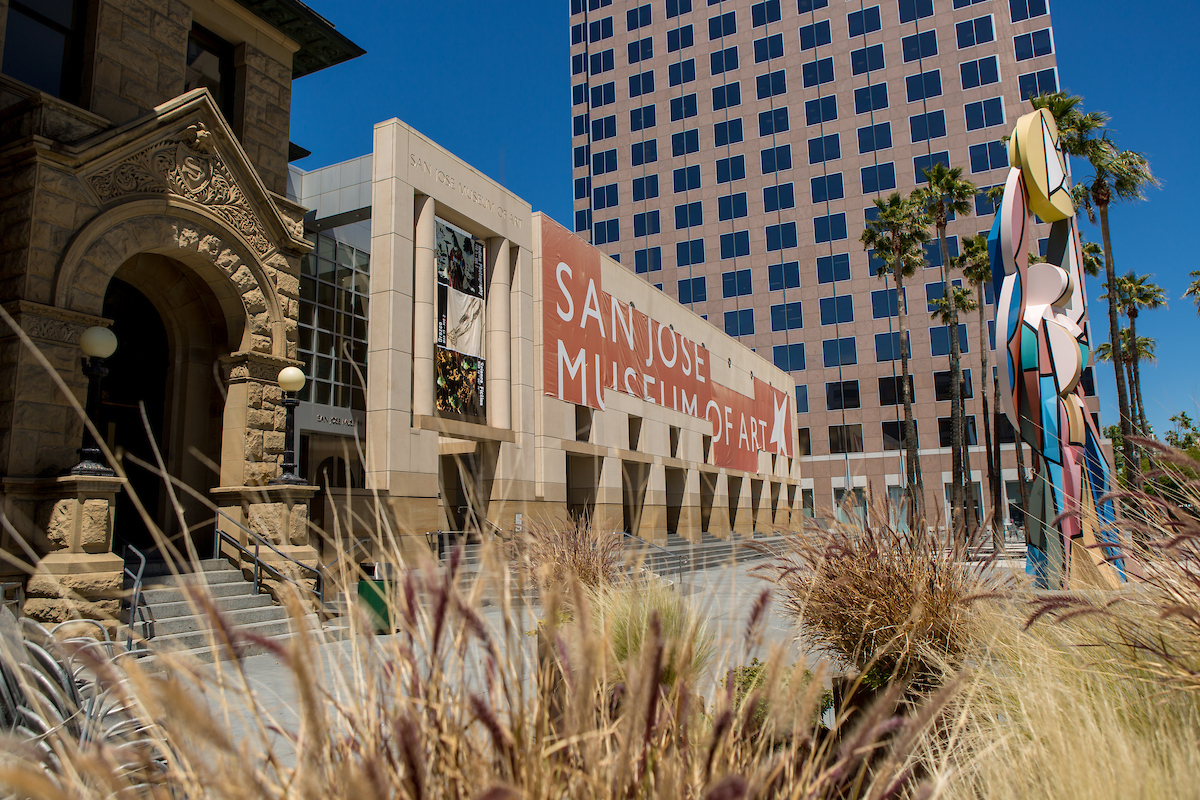Exterior of SJ Museum of Art on a sunny day.