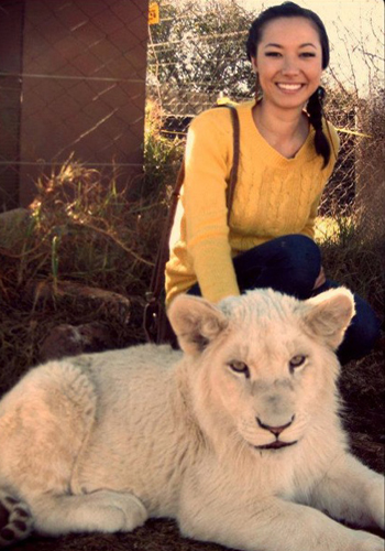 Jasmine Ricks with new friend from South Africa Internship