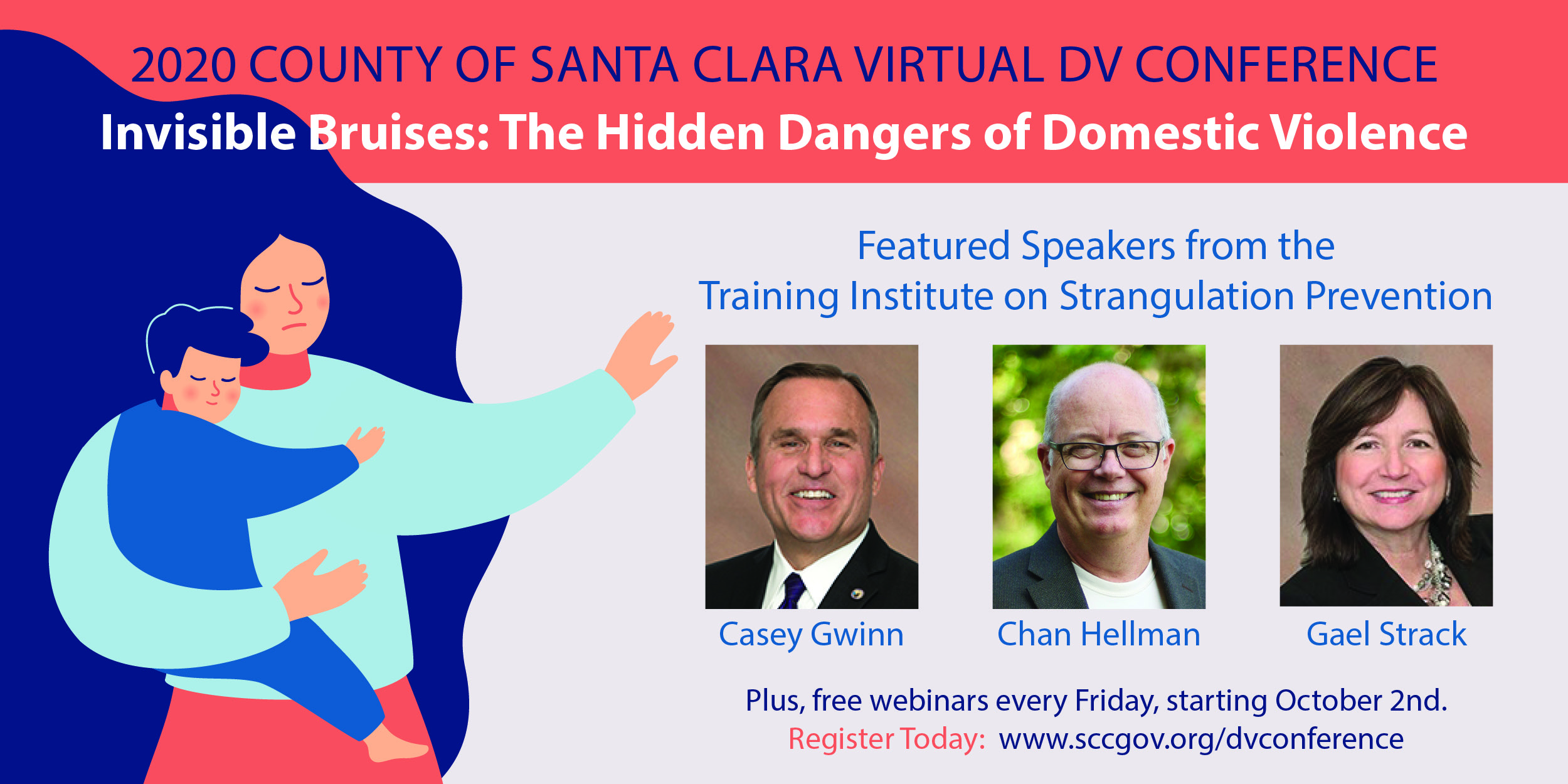 Santa Clara County Virtual DV Conference, Promotion flyer with featured speakers