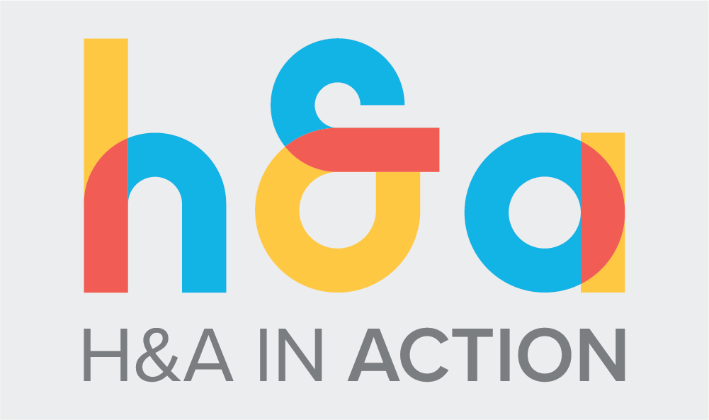 H&A in Action Logo on Gray Background