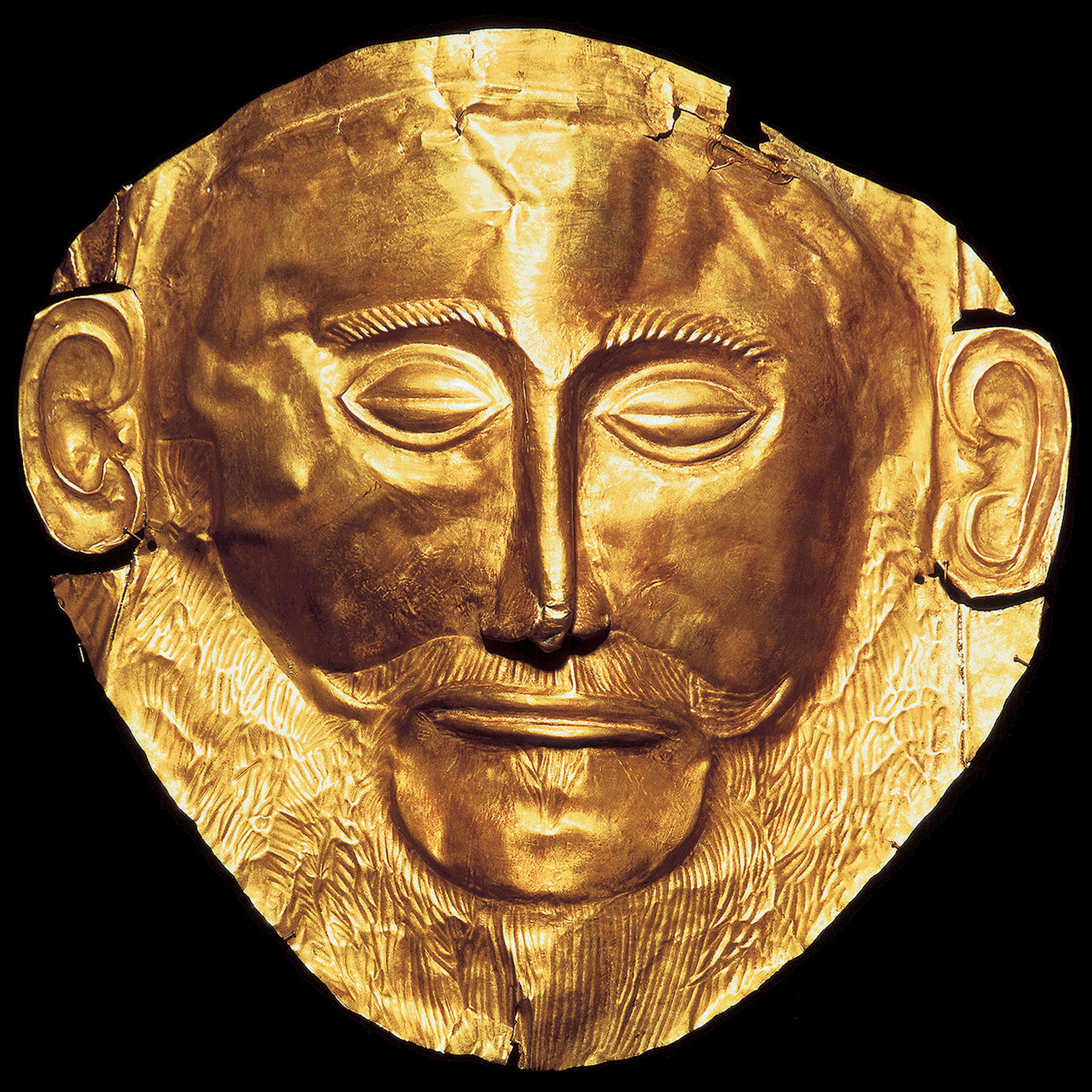 Funerary mask from the royal tombs, National Archaeological Museum, Athens, Greece