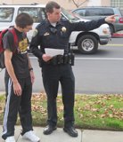Officer helping a student