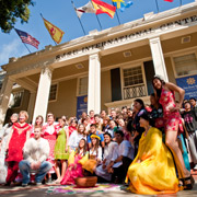 Group of People In Front of International Center House