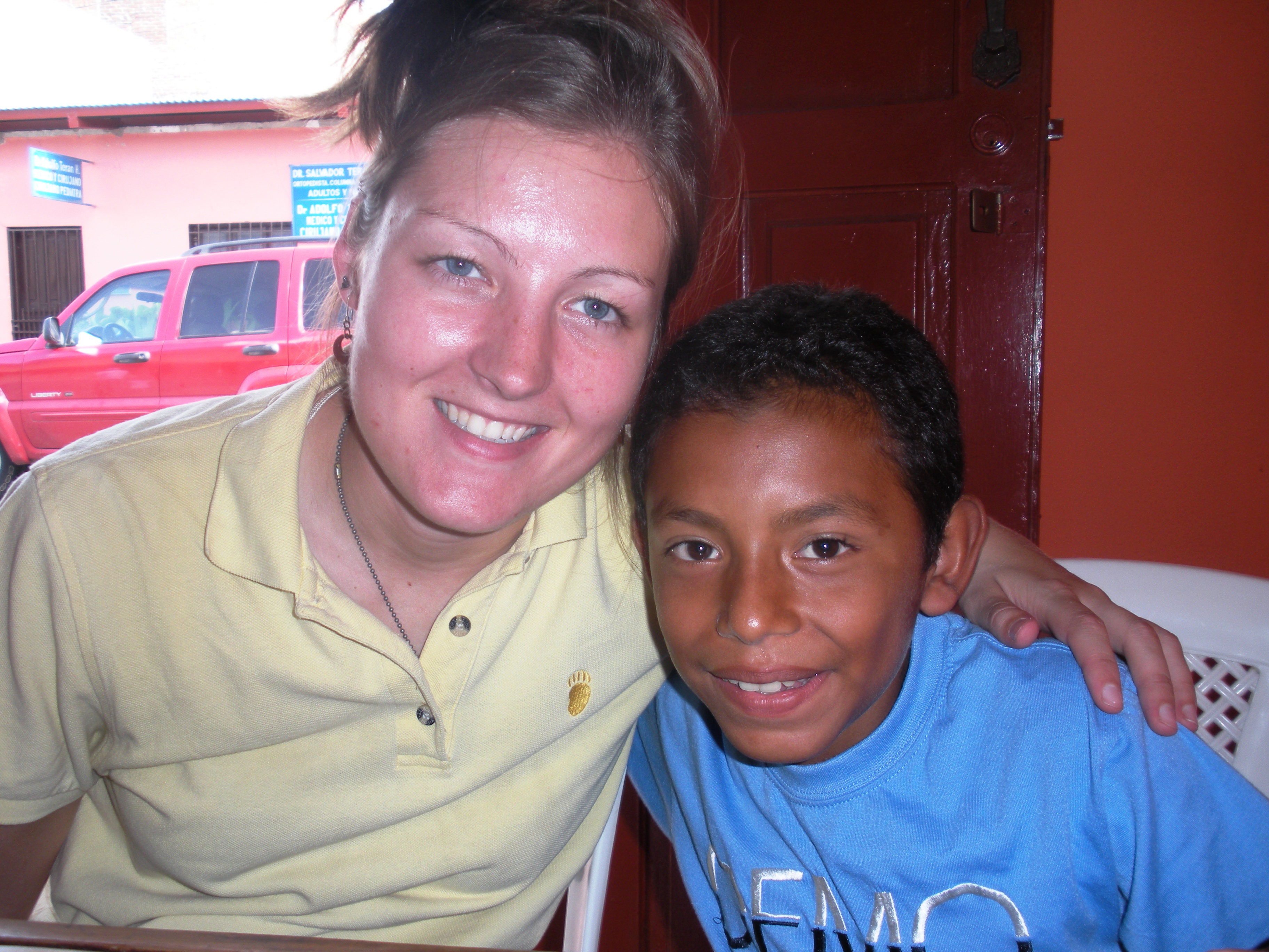 Katie Masters with a student in Nicaragua