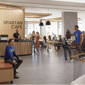 A rendering of the cafe for student residents.