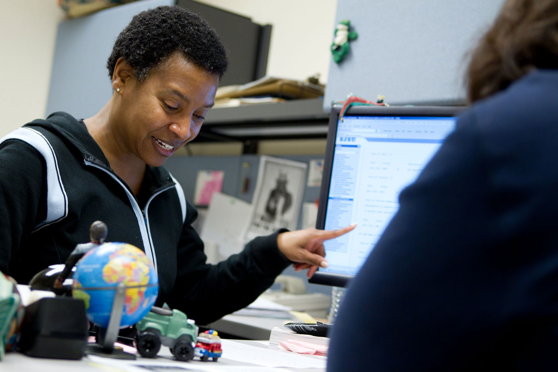 Advisor talking to a student.