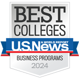 Among the Best Business Program as evaluated by US News and World Report badge.