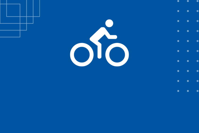 Icon graphic of a bicycle in use
