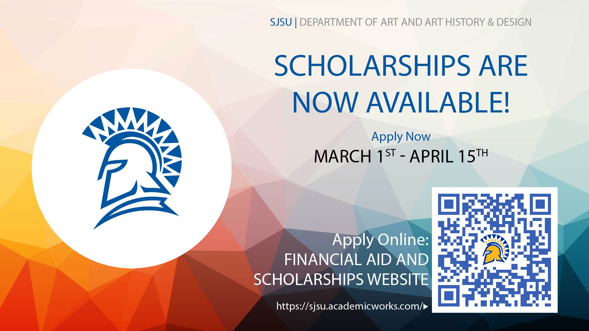 Scholarship flyer with QR code with link for students to apply.