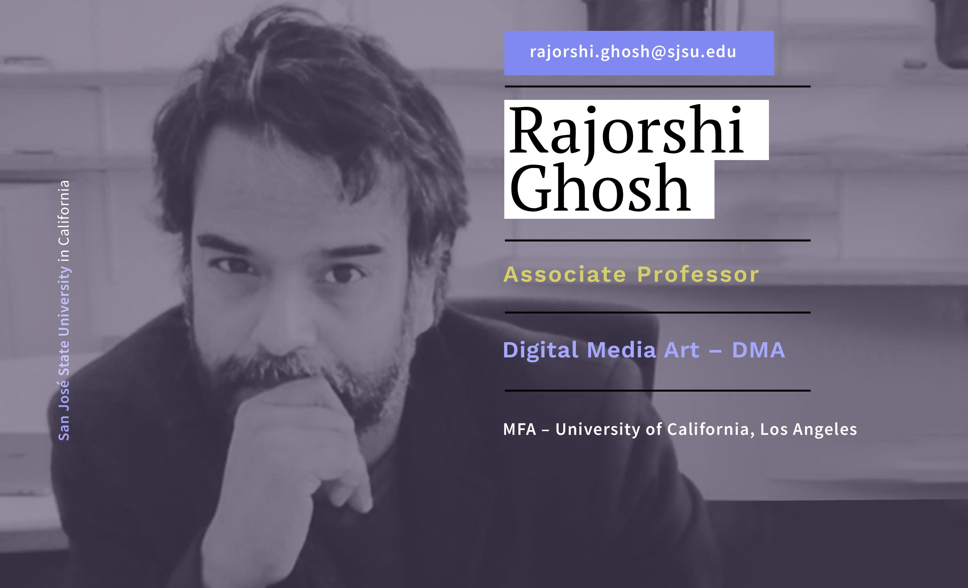 Faculty card image of Rajorshi Ghosh, listing his title and degree. 