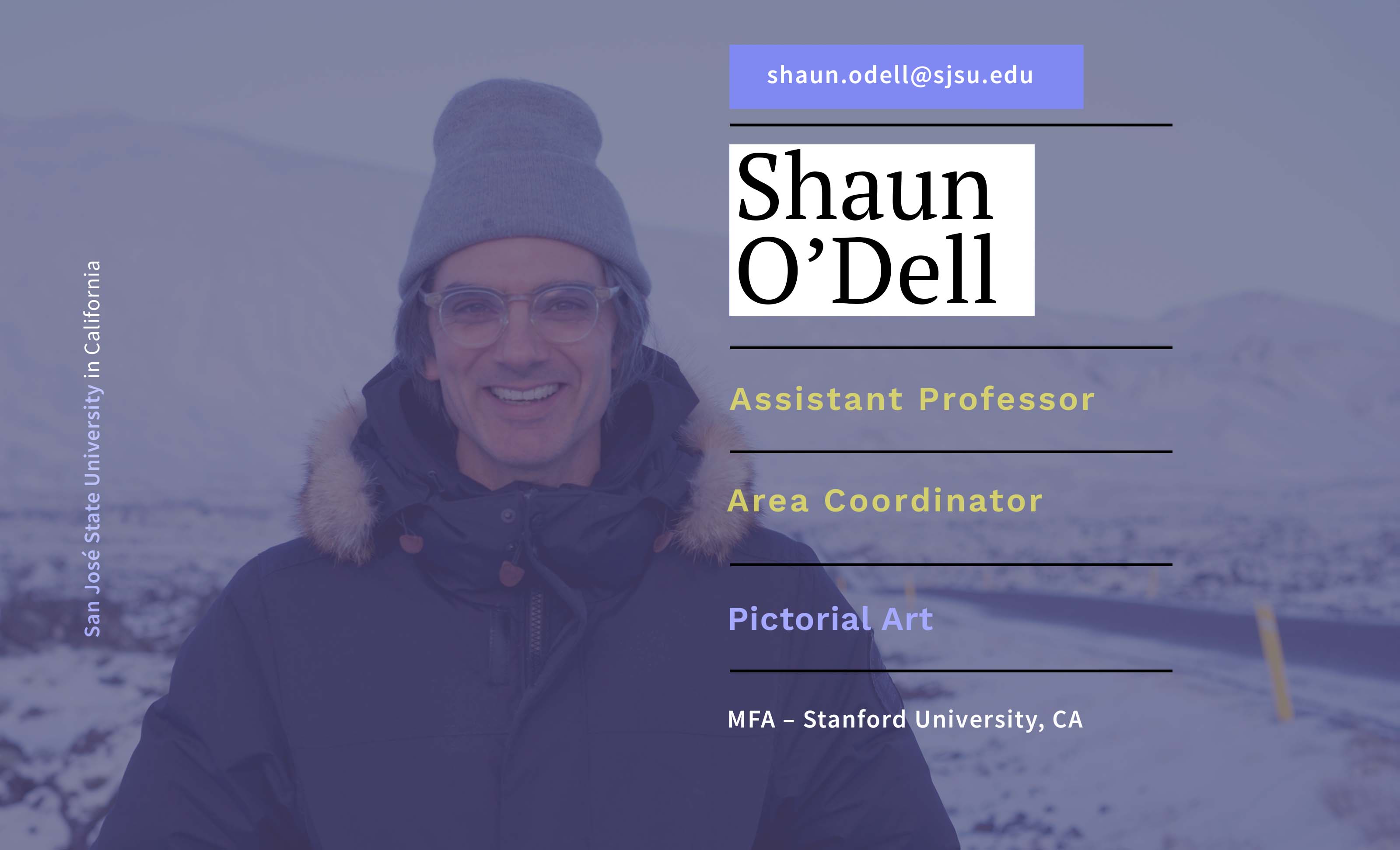 Professor Shaun O'Dell, smiling, wearing a beanie in cold weather. 