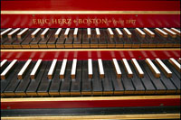 Photograph of a harpsichord's keyboard