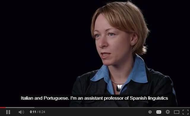 Video player with closed captions enabled, showing synced caption text at the bottom of the video