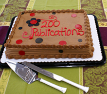 200 publications celebratory cake