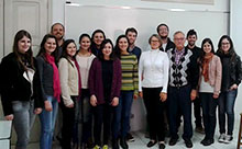Professor Pesek and Dr. Matyska-Pesek with students at the Federal University in Pelotas