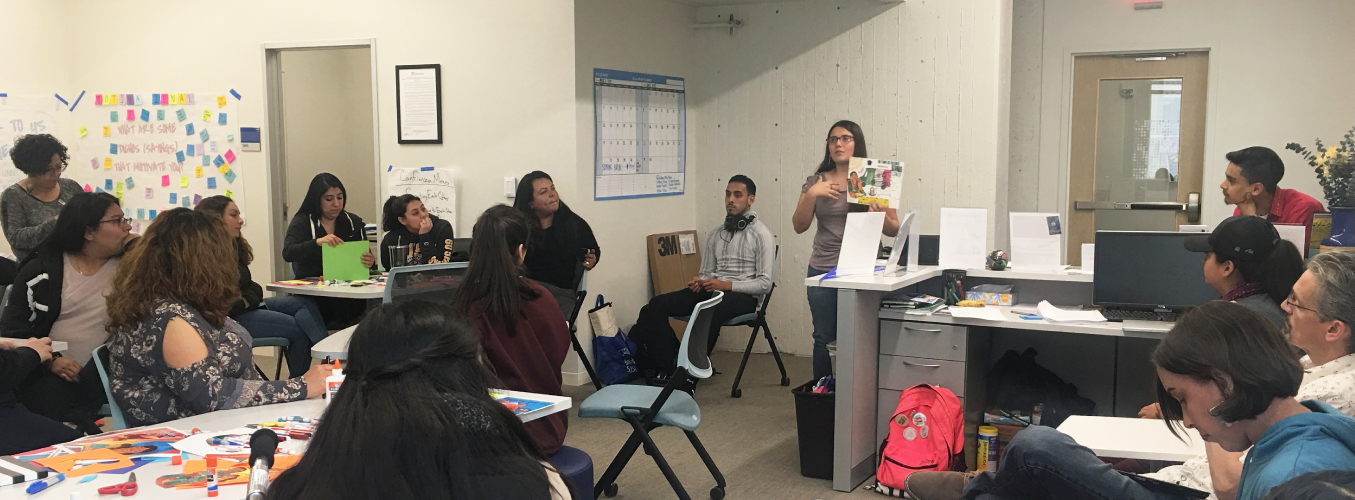 Group of students inside the Chicanx/Latinx Student Success Center
