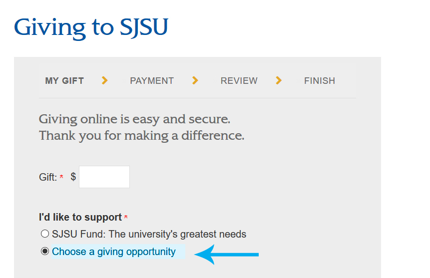 An instructional screenshot of the Donate page.