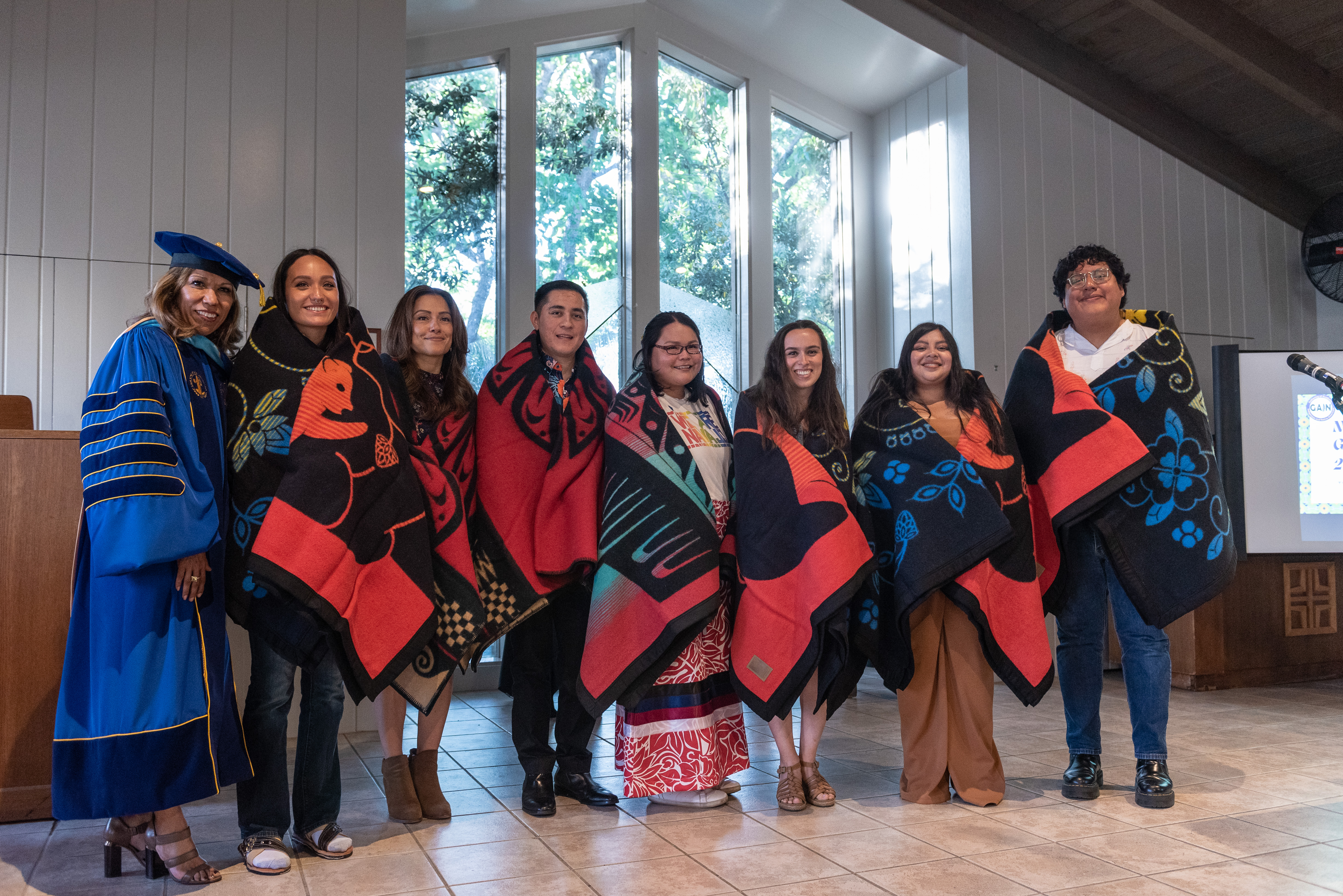 Students participating in the Native Grad event off campus.
