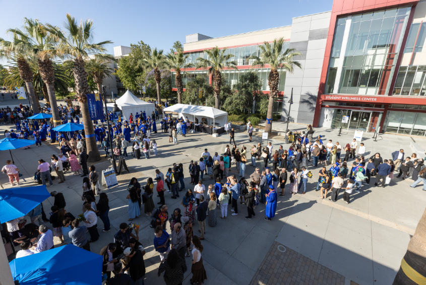 People lining up to get inside the Event Center