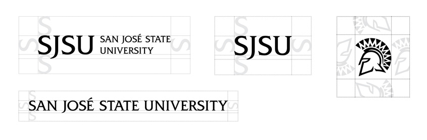 Examples of clear space around SJSU logo.