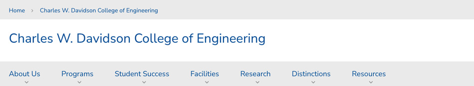 Sample of SJSU site title with college name.