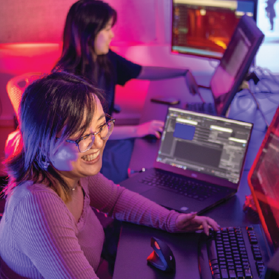 Two students working at desk