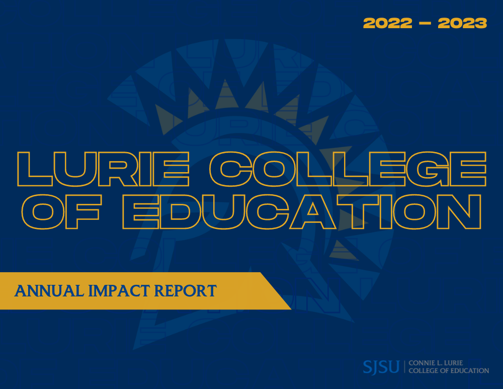 blue and gold cover with text 2022-2023 lurie college of education annual impact report