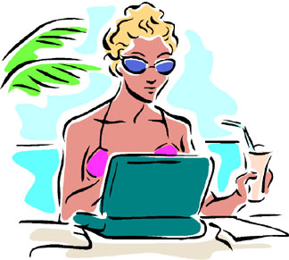 Woman and a computer image