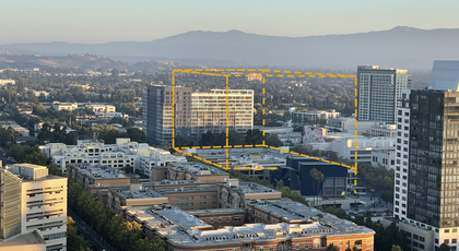 Aerial view of the Alquist Redevelopment Site in downtown San José.