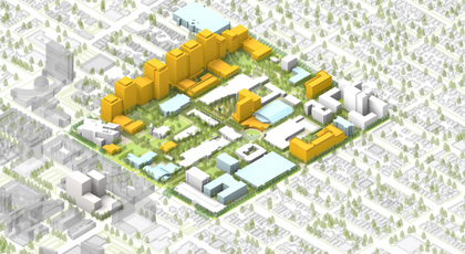 Aerial rendering map of the campus master plan