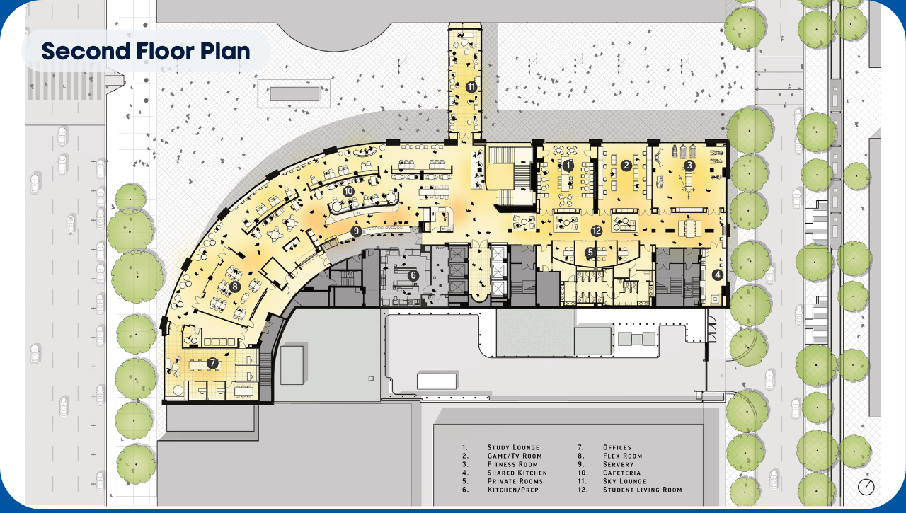 Second floor floorplan for Spartan Village on the Paseo