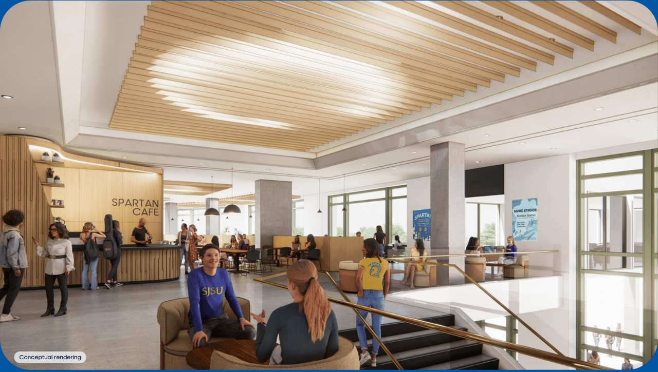 Spartan Cafe rendering at Spartan Village on the Paseo