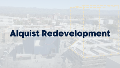 Aerial view of the Alquist Redevelopment Site in downtown San José