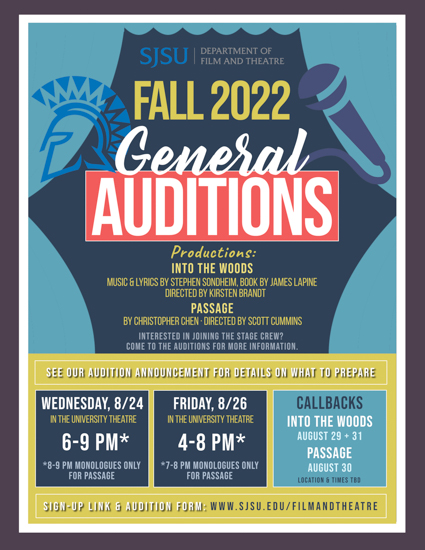 Flyer for the Fall 2022 General Auditions