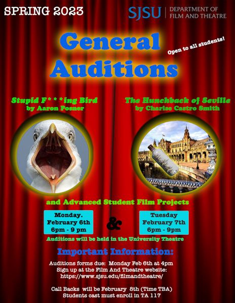 Flyer for Spring 2023 General Auditions