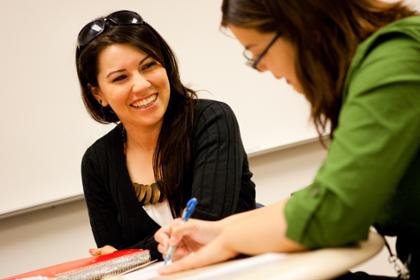 Advisor assisting a student