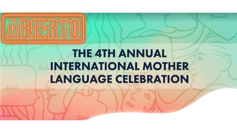 mother language day poster with abierto logo.