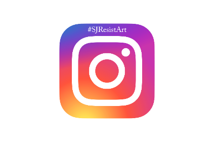 instagram logo pink and purple square with resist art hashtag