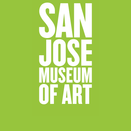 San Jose Museum of Art in White Letters on Lime Green Background