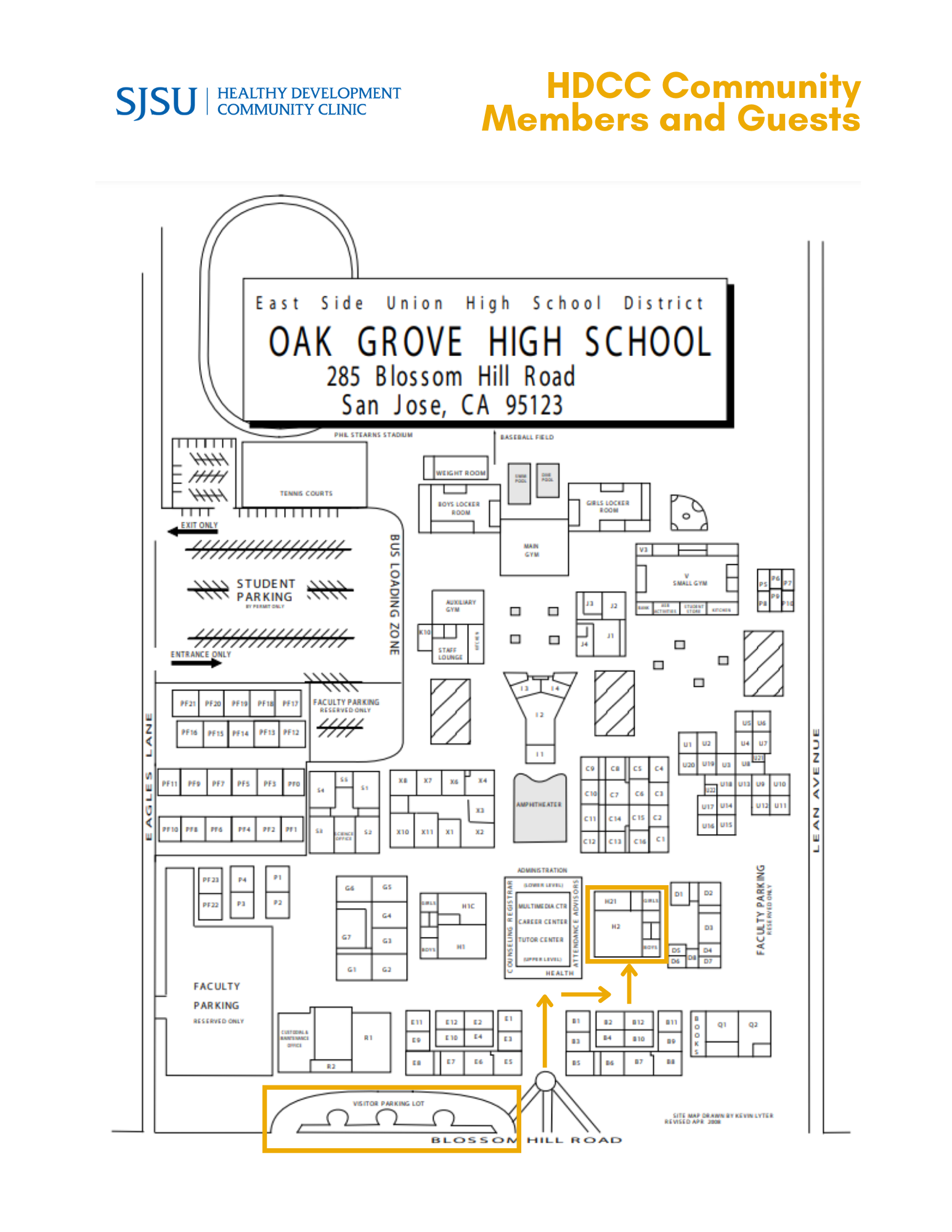 map of HDCC on Oak Grove High School campus