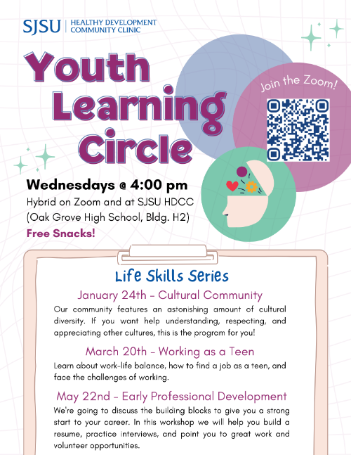 Youth Learning Circle Life Skills flier