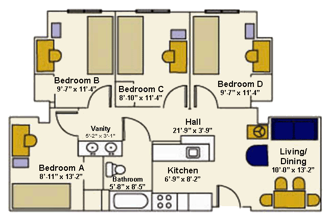 Four Bedroom Single Floorplan