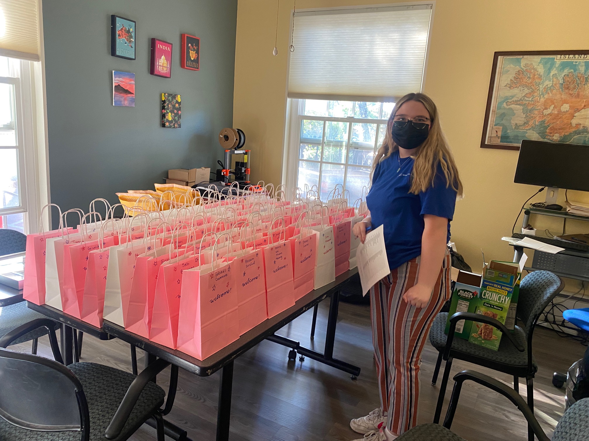 Maiah Cast making Welcome Bags fall 2022