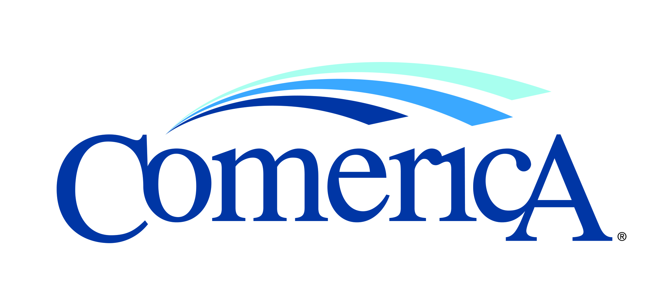 Comerica Bank logo: the word Comerica in flowing blue letters with a green highlight