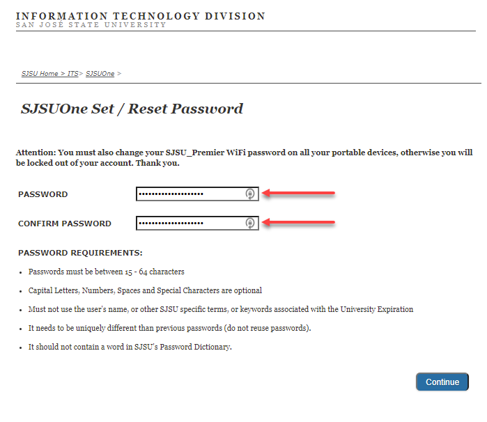 screenshot showing password selection.