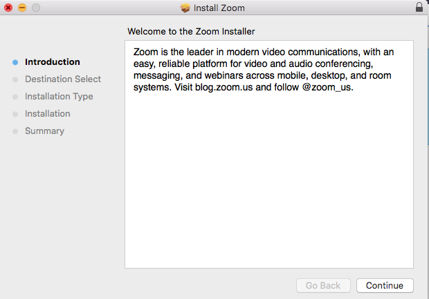 Zoom installation menu first step introducting what Zoom is.
