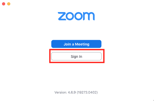 Zoom signin menu.