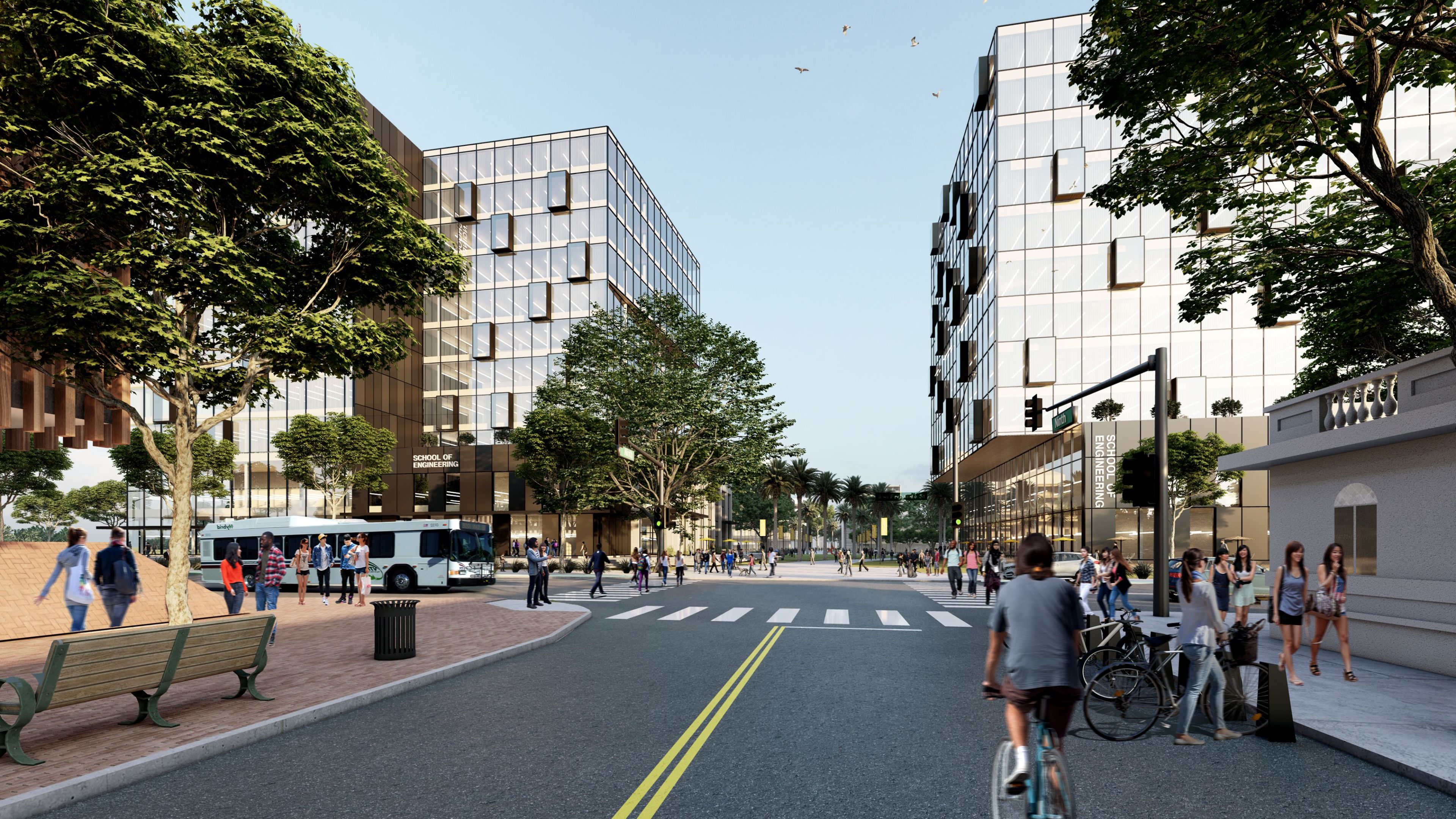 Rendering of new College of Engineering Buildings at the northeast corner of the Main Campus.