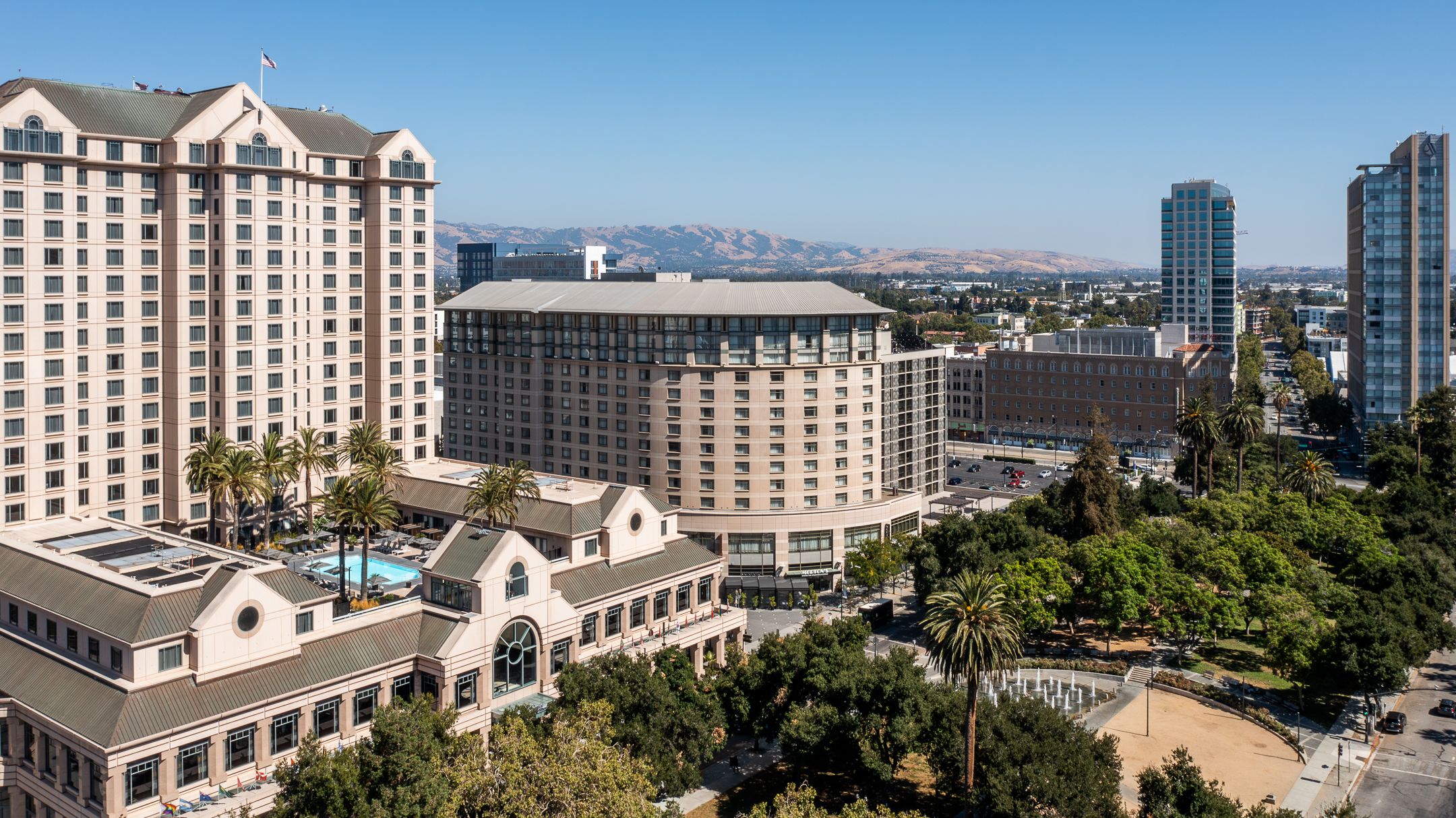 Aerial view of Spartan Village on the Paseo