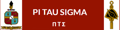 Pi Tau Sigma logo banner with greek letters and PTS crests